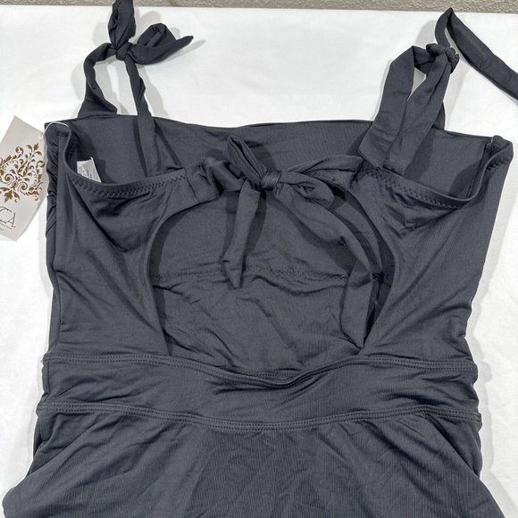 NWT Becca [ Large ] Emma Color‎ Code Solid Tie Shoulder One Piece Swimsuit #5667 - Picture 10 of 13